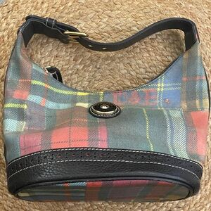 Dooney & Bourke Plaid Hobo Bag with Black Trim